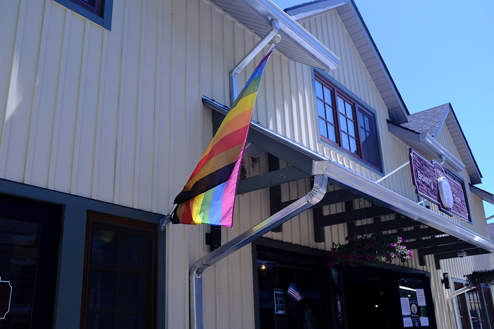 A rainbow flag flies at Frieda's Bakery and Cafe in Milton.